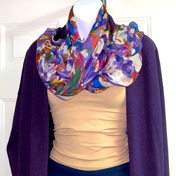 Torino Beautiful Bright Colorful Abstract Long Fashion Scarf - Picture 2 of 4